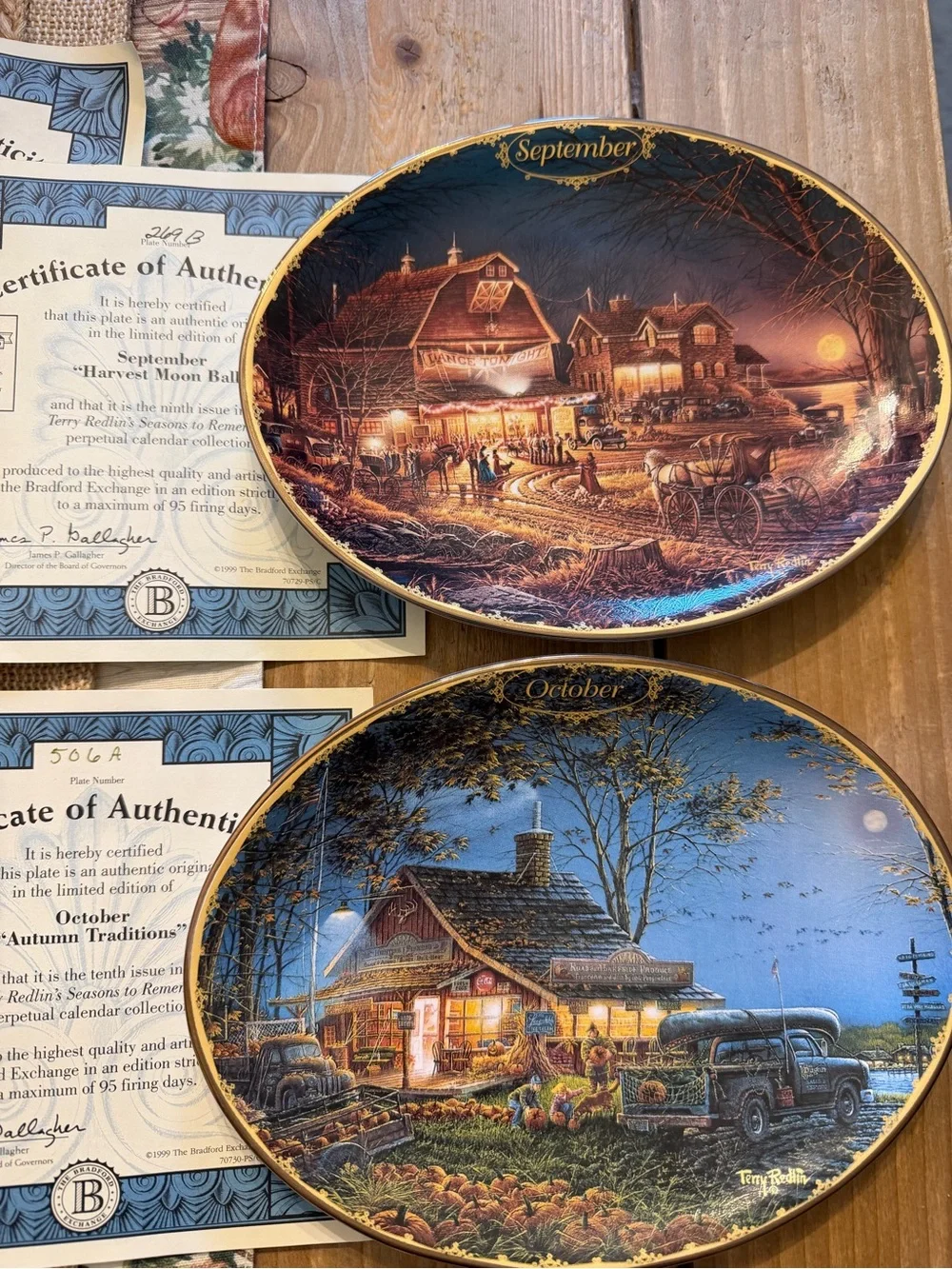Terry Redlin Seasons to Remember Perpetual Calendar Complete 12 Plates Tiles COA